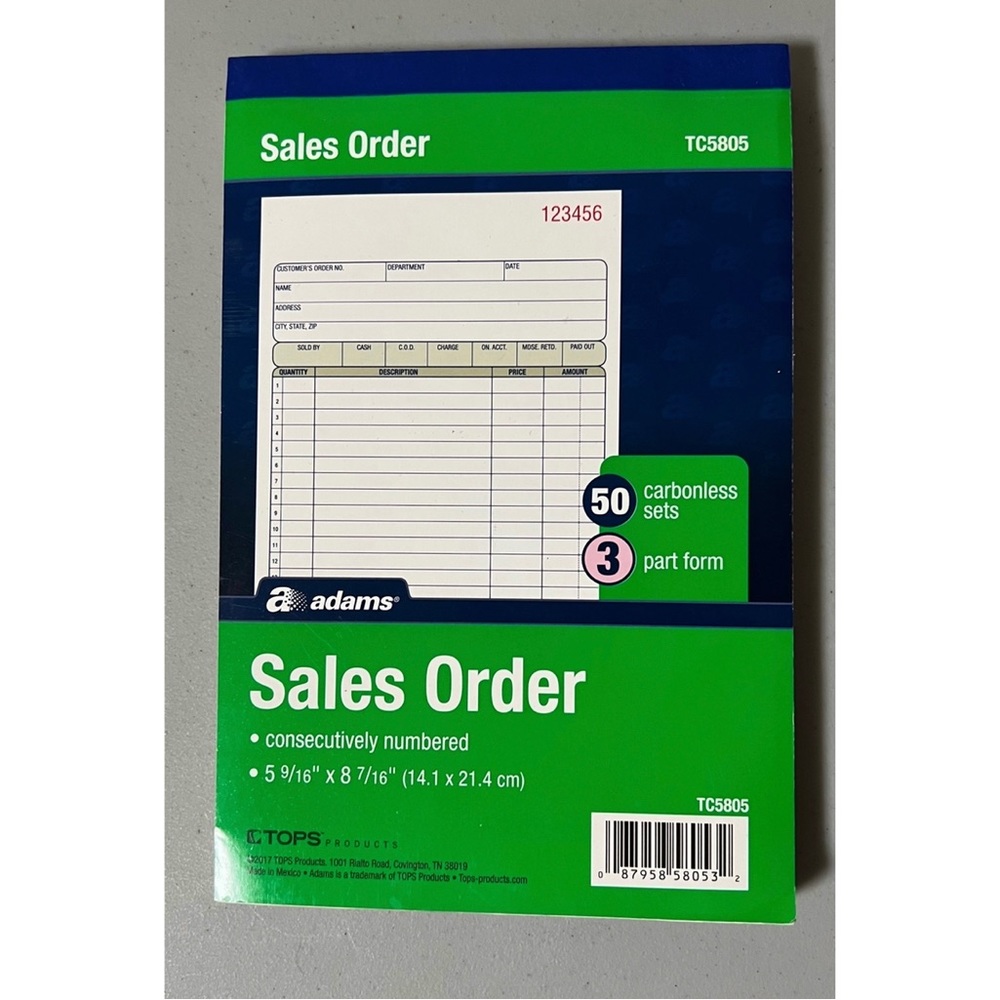 Adams Sales Orders 3-Part Form Receipt Journal Notebook Forms Papers 📊